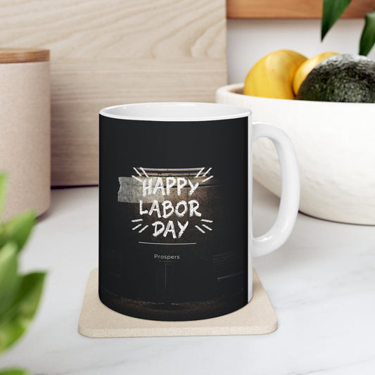 Taza de cerámica de 11 oz, diseño de taza Feliz día del trabajo.