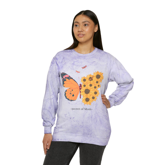 Butterfly and Flowers: Color Blast Unisex Sweatshirt for Valentine's Day and other special occasions, mom