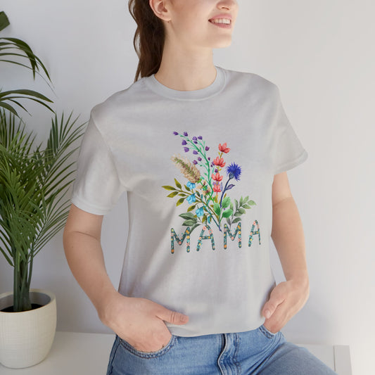 mama wildflower mom shirt, comfortable colors shirt, retro mom t-shirt, mother's day gift, flower shirts for women, floral new mom gift, Unisex Jersey Short Sleeve Tee