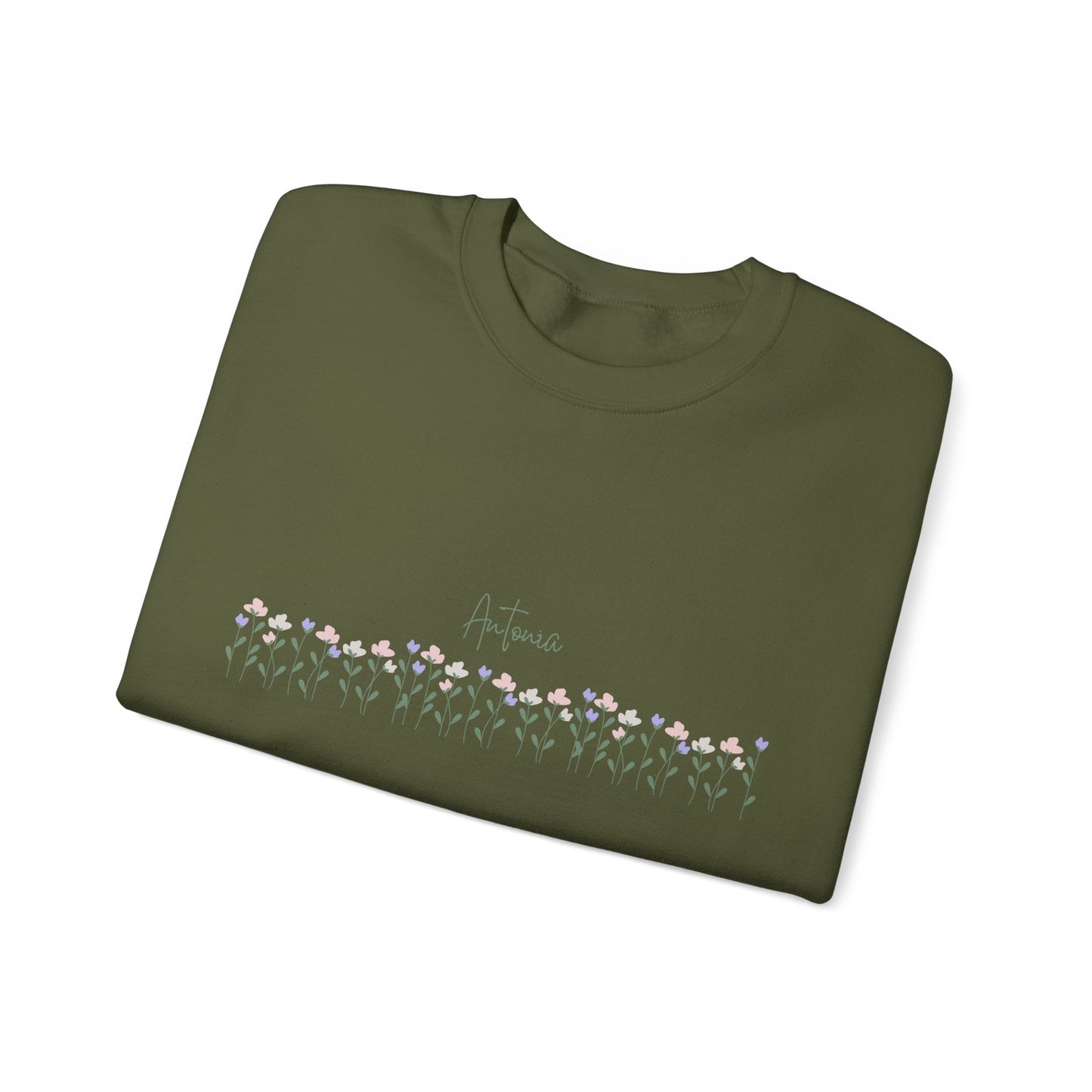 Vintage Floral: Personalize you Unisex Heavy Blend™ Crewneck Sweatshirt, mom