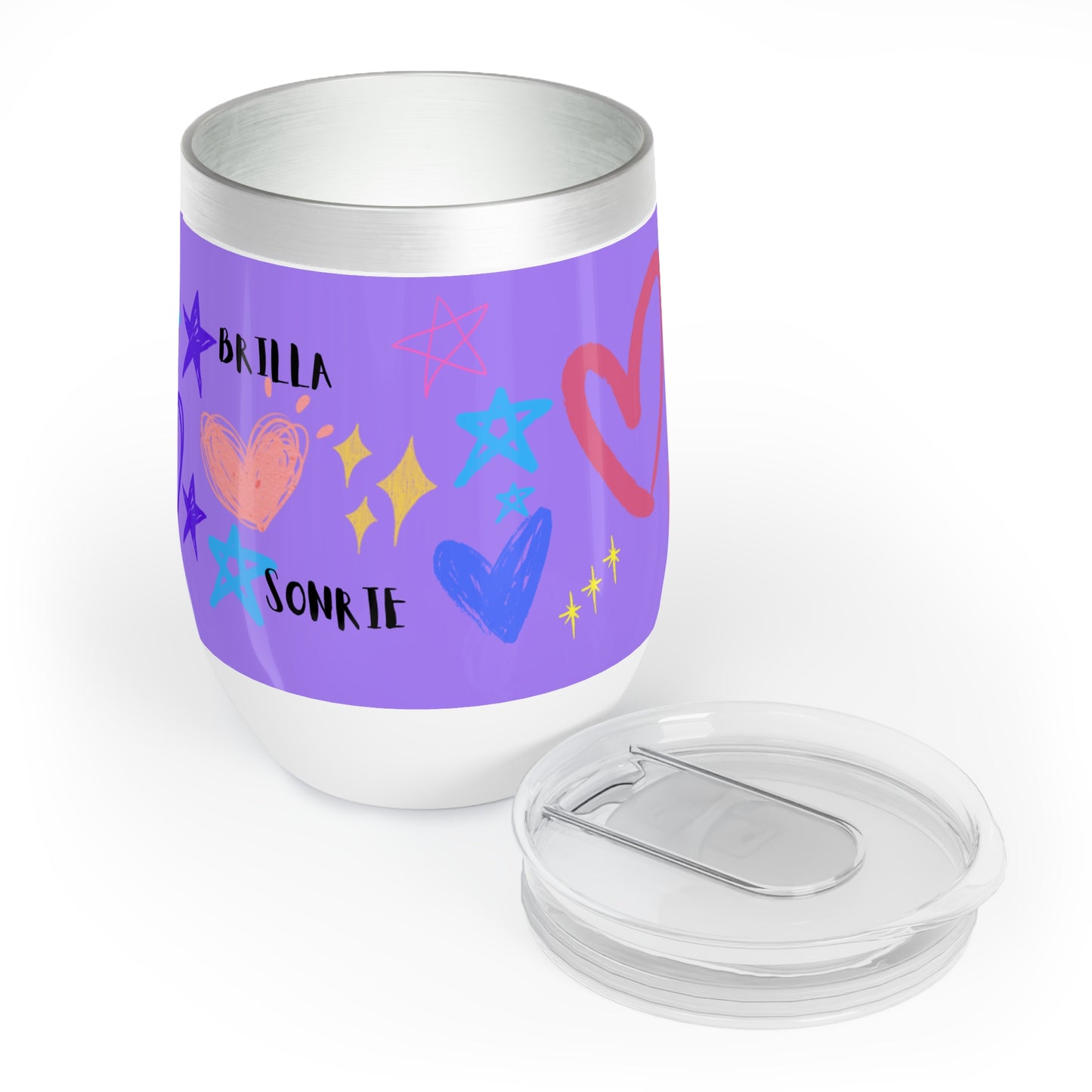 Chill Wine Tumbler, of cute and elegant hearts. ideal for gifts, mom, friends, sisters, boyfriends, couples, phrases such as shine, smile, dream.