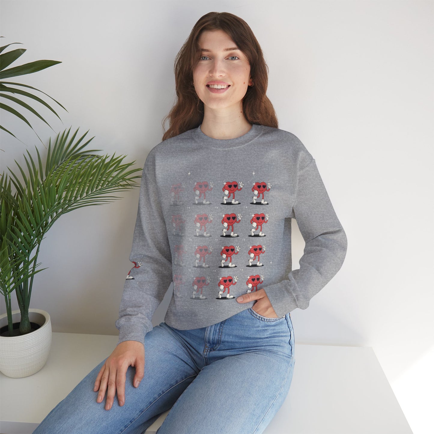 Heavy Blend™ Crewneck: Crossed Arrows Heart Design for Valentine's Day single woman