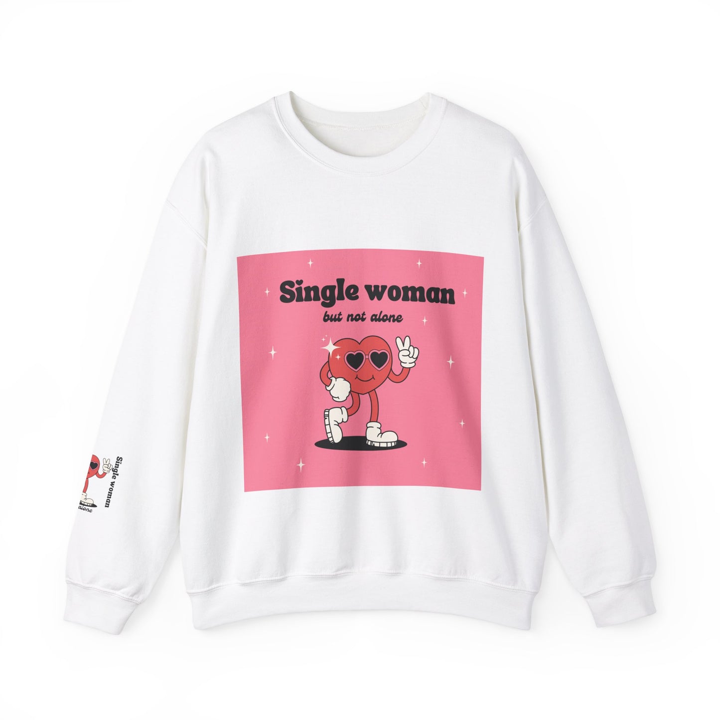 Heavy Blend™ Crewneck: Crossed Arrows Heart Design for Valentine's Day single woman