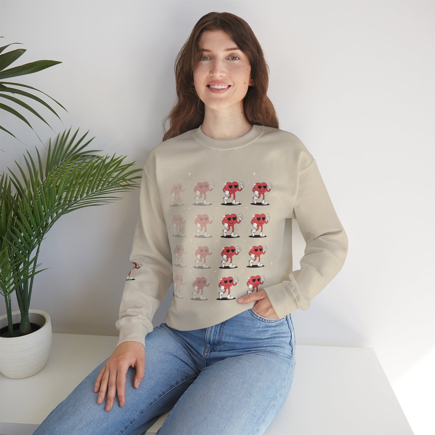 Heavy Blend™ Crewneck: Crossed Arrows Heart Design for Valentine's Day single woman