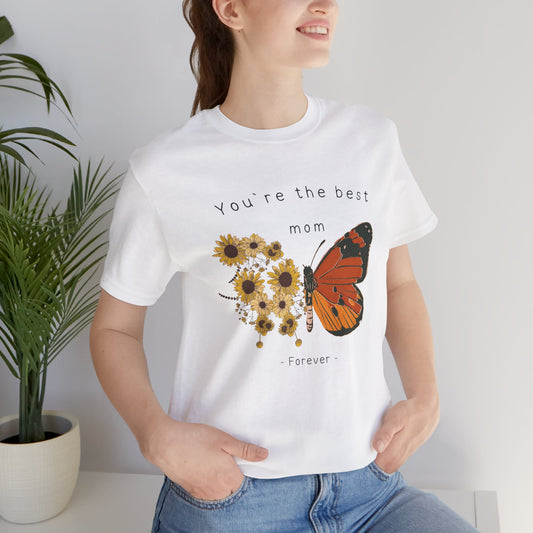 Butterfly and Flowers shirt, comfortable colors shirt, retro mom t-shirt, mother's day gift, flower shirts for women, floral new mom gift, Unisex Jersey Short Sleeve Tee