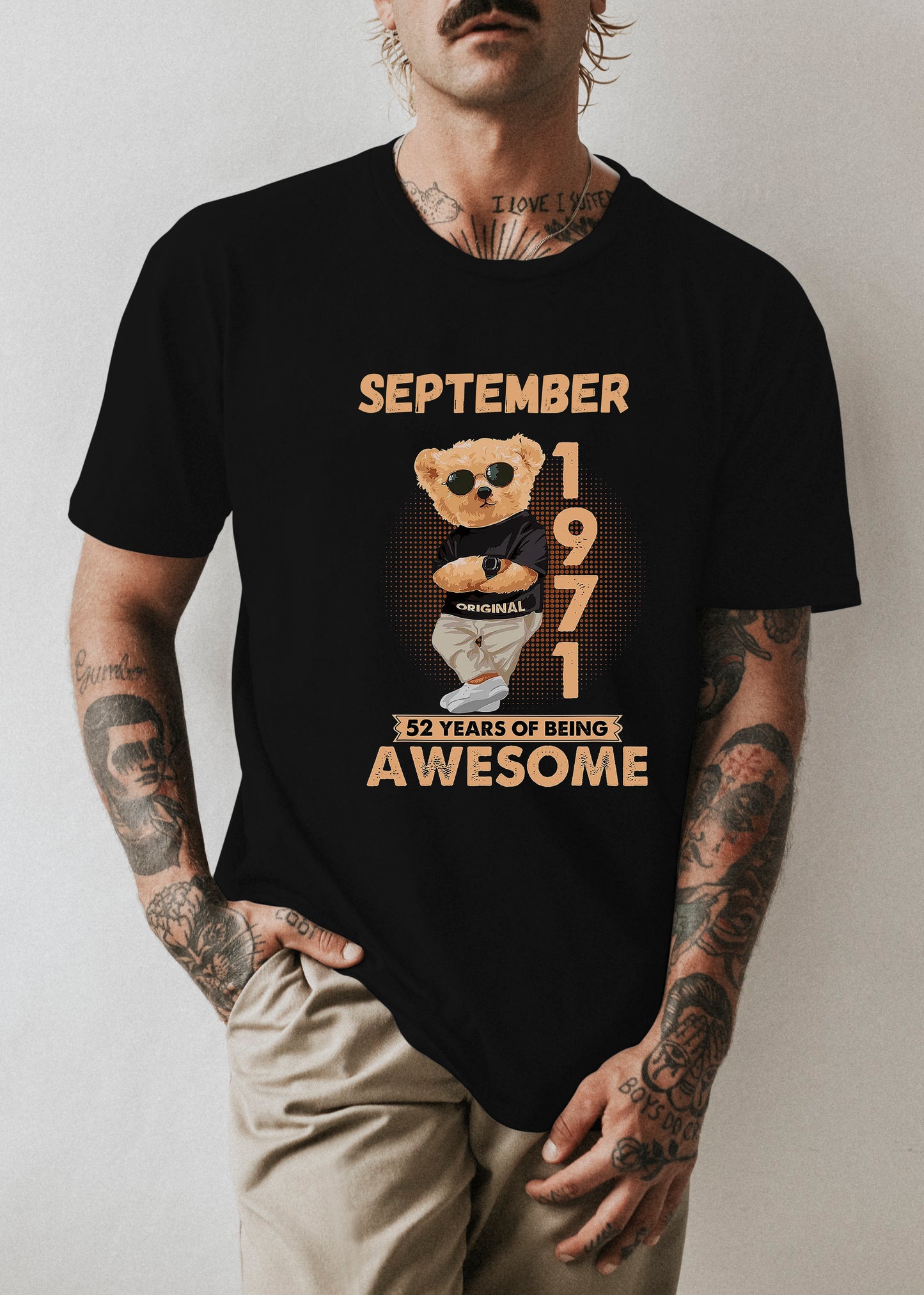 Septiembre de 1971 52 años de ser increíble. Hombre de cumpleaños personalizado Hombre de cumpleaños Años personalizados de ser impresionante Diseño de sublimación