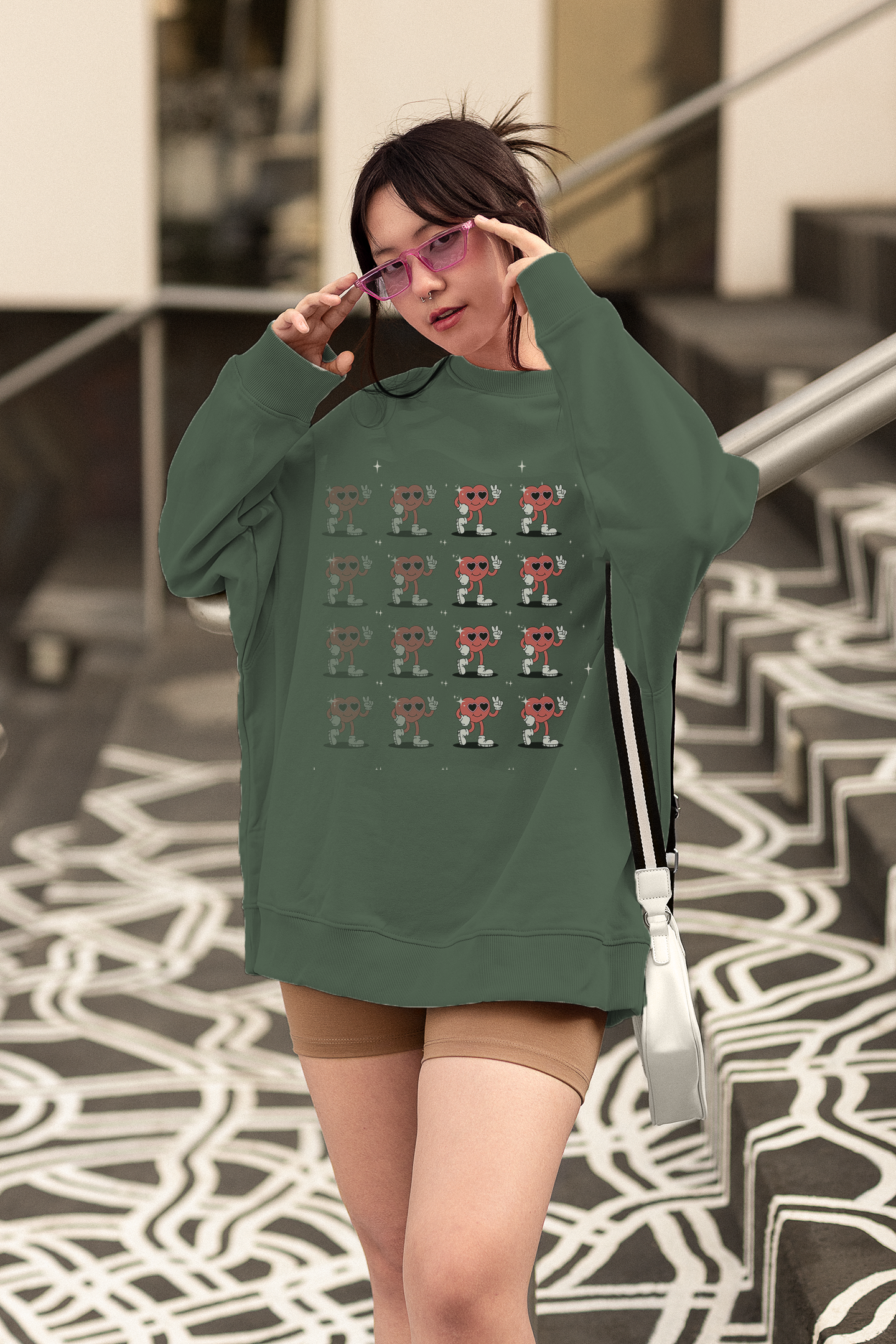 Heavy Blend™ Crewneck: Crossed Arrows Heart Design for Valentine's Day single woman