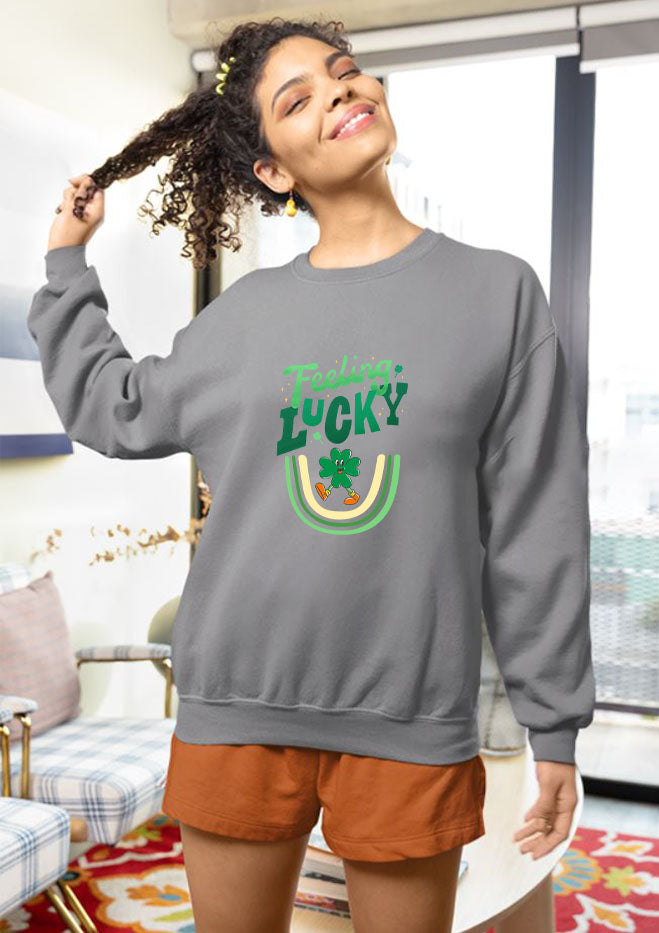 feeling lucky ,  shirt gift for her and him funny cannabis leaf  unisex sweatshirt lucky Irish sweatshirt, St. Patrick's Day sweatshirt