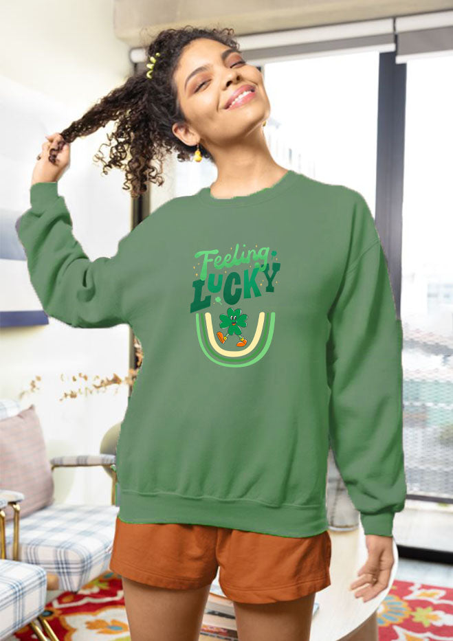 feeling lucky ,  shirt gift for her and him funny cannabis leaf  unisex sweatshirt lucky Irish sweatshirt, St. Patrick's Day sweatshirt