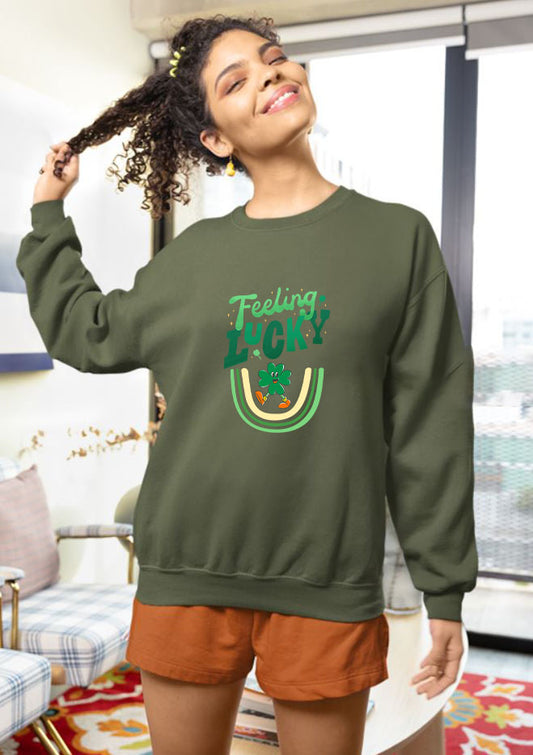 feeling lucky ,  shirt gift for her and him funny cannabis leaf  unisex sweatshirt lucky Irish sweatshirt, St. Patrick's Day sweatshirt