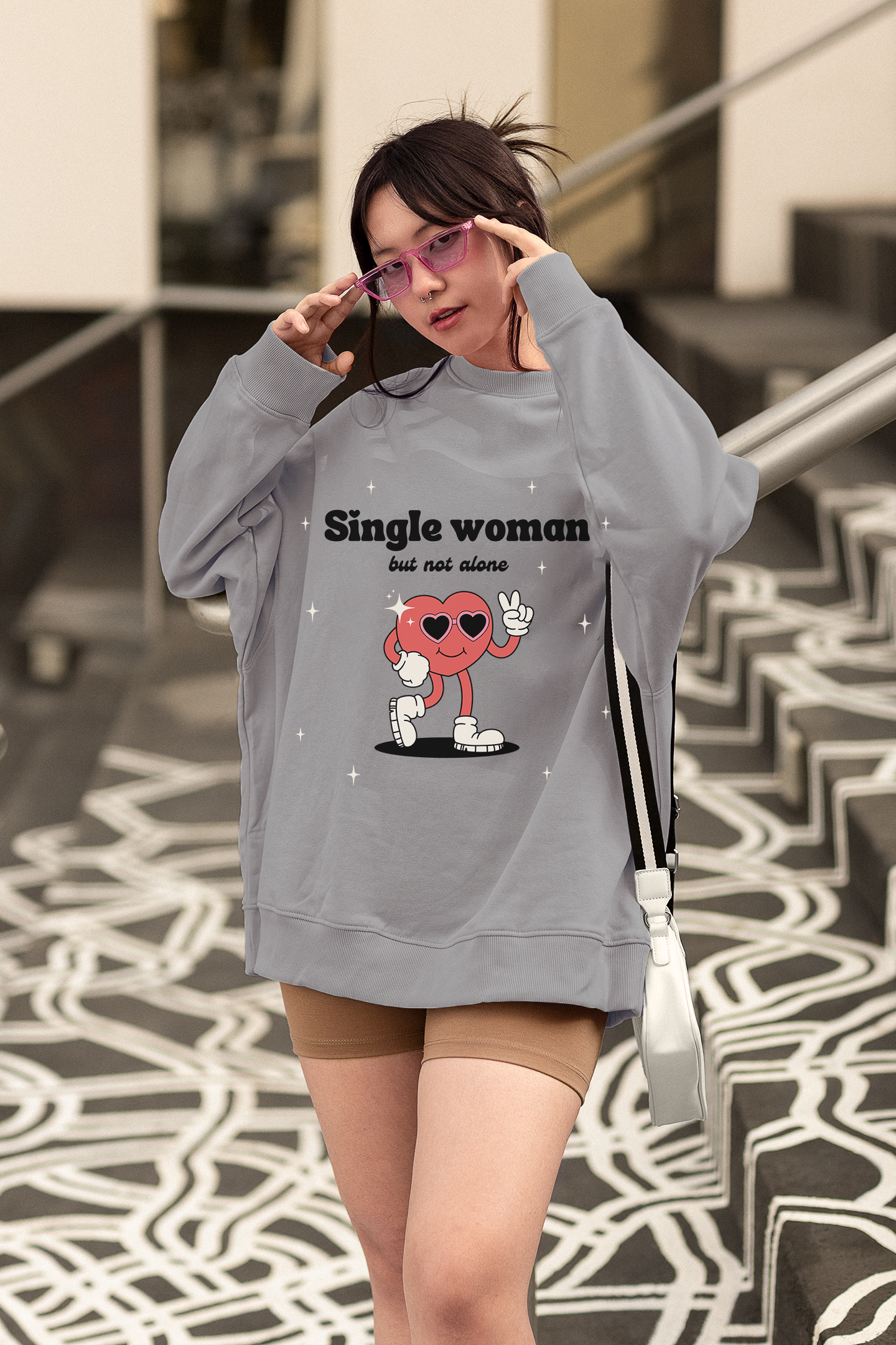 Heavy Blend™ Crewneck: Crossed Arrows Heart Design for Valentine's Day single woman