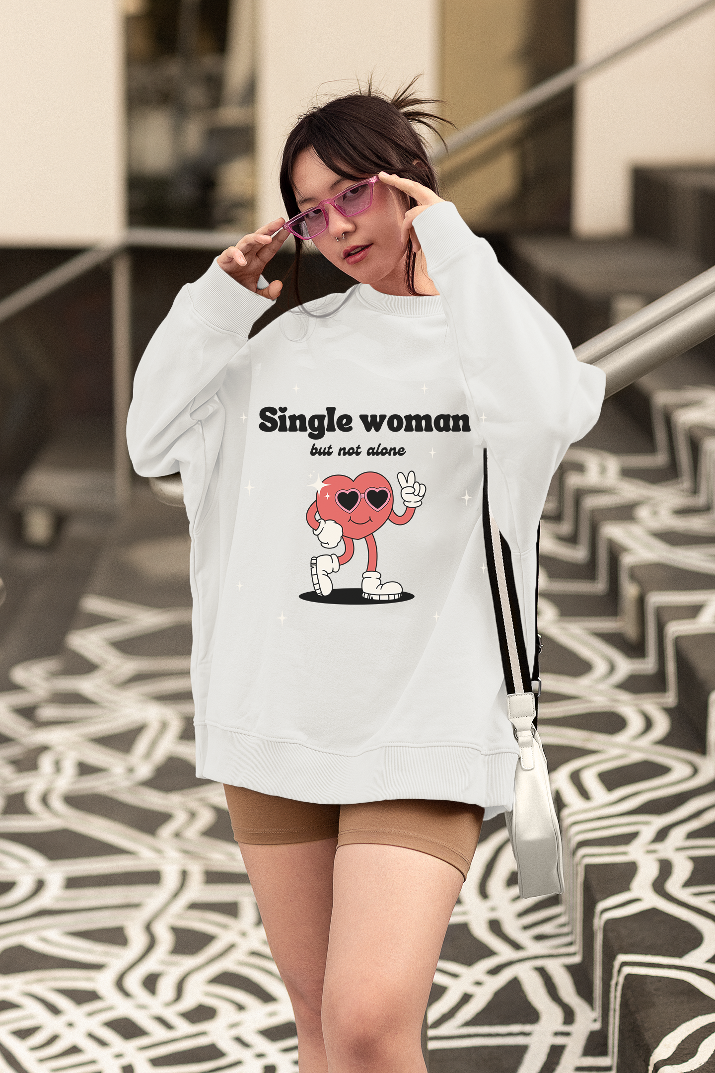 Heavy Blend™ Crewneck: Crossed Arrows Heart Design for Valentine's Day single woman